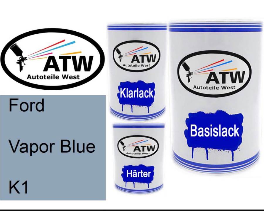 Ford, Vapor Blue, K1: 500ml Lackdose + 500ml Klarlack + 250ml Härter - Set, von ATW Autoteile West.